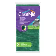 Esponja Casamia Kit Com 3 Esponjas De Limpeza Diaria Verde 3 U Pacote X 3