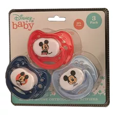 Chupón Ortodóntico Disney Baby Mickey 3pz Rojo Azul Período De Edad 0-6 Meses