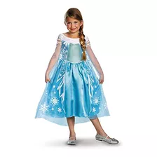 Disfraz Para Niñas De Elsa Disney Frozen De Lujo, S/4-6, Azu