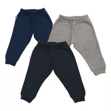 Pantalón Jogging Bebé X 3 De Algodón Frizado C/puño