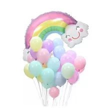 Set Globos Arcoiris Y Globos De Latex Pastel Fiestas 