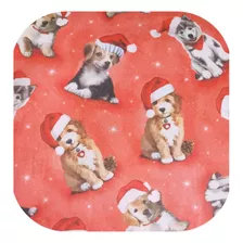 Tecido Tricoline De Natal Dogs Noel Cachorrinhos Akita