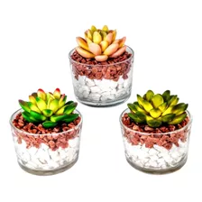 3 Suculentas Artificiais Mini Vasinhos - Decoração Casa Decoracao Banheiro Mini Vasos Decorativos
