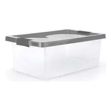 Caja Organizadora Con Broches 37l Gris