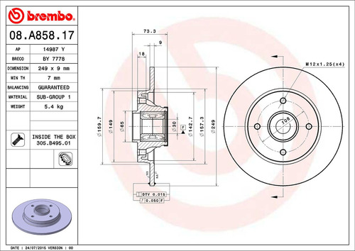 2 Discos De Freno Traseros Peugeot 308 2011 1.6l Brembo Foto 2