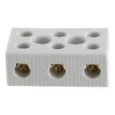 Conector De Porcelana 3 Polos De 6mm - Ducha - Chuveiro Acabamento Poroso Cor Branco