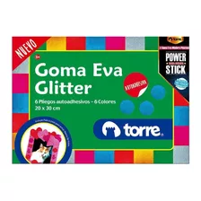 Carpeta Goma Eva Glitter Adhesiva 6 Pliegos