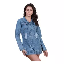 Max Jaqueta Jeans Feminina Tendência Blogueiras Rasgado