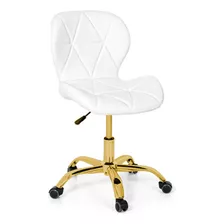 Cadeira Office Eiffel Slim Base Giratória Branca - Dourada