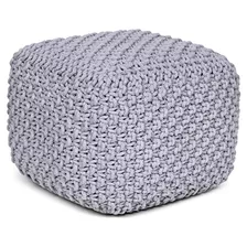 Pouf Cuadrado Reposapiés, Gris, Silla De Suelo De Punt...