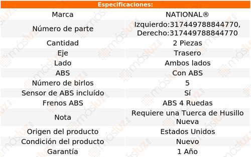 2- Mazas Traseras Con Abs Mercury Sable 2001/2005 National Foto 5