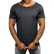 Camiseta Slim Gola Canoa Aberta Masculina Premium Promoção