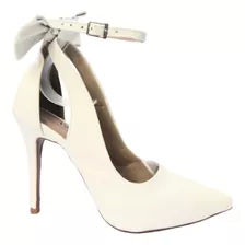 Sapato Scarpin Feminino Laço Branco Perfect