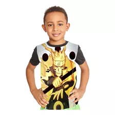 Camiseta Infantil Raposa Nove Caudas Naruto Uzumaki Ref:864