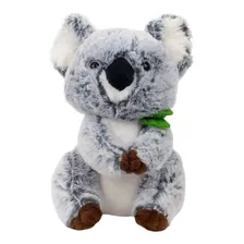 Coala De Pelúcia Cinza Com Folha Sentado 24cm Fofy Toys