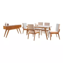 Mesa De Jantar Com Seis Cadeiras - Tampo De Vidro