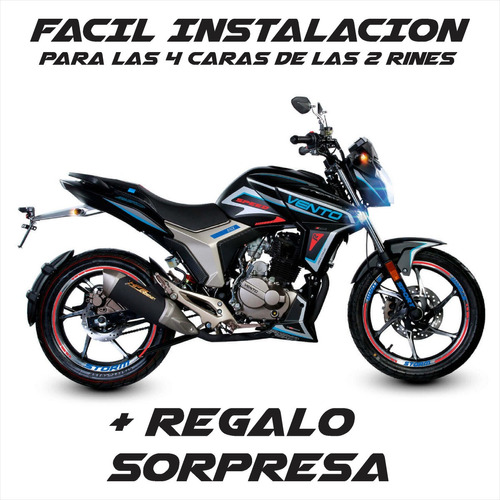 Kit Stickers Rin  Reflejantes Vento Storm 250 Azul  + Regalo Foto 8