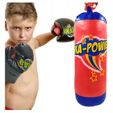 Juego Boxeo Niños Pera 1 Bolsa 2 Guantes Boxeador Kit Box