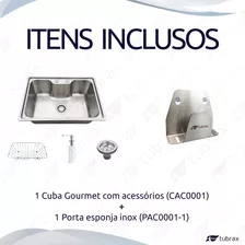 Kit Cuba Cozinha Inox 304 + Porta Esponja Inox 304 Tubrax