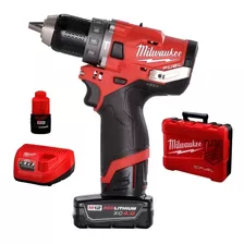 Taladro Ator. Percutor A Bateria 12v Fuel Milwaukee 2504-259 Color Rojo Y Negro