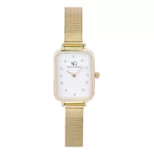 Relógio Moda Feminino Dourado Square Chelsea Diamond Gold