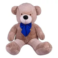 Urso Pelúcia Grande Teddy 1,10 Metros Personalizado Cor Urso Avelã Com Laço Azul