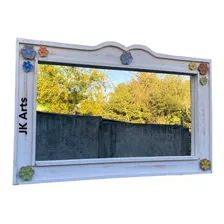 Espelho Horizontal Madeira Mista Decorativo 80x50 Rústico