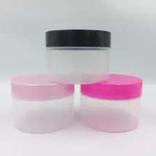 75 Pote Plástico 300g Transparente Com Tampas Coloridas