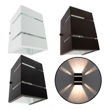 Arandela Externa 2 Focos E Frisos Parede Muro + Led Incluso Cor Preto Led Quente