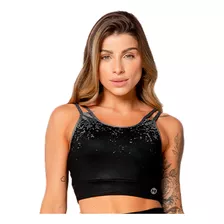 Top Feminino Practice Print Preto Massam Fitness