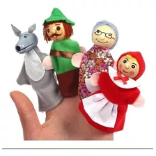 Títere De Dedos Caperucita Roja Cazador Marionetas Abuela 