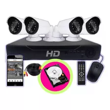 Kit Seguridad Dvr Full Hd 4 Camaras Hd Exterior Disco 500gb