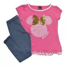 Conjunto Oficial De Minnie Para Niñas Lentejuela Reversible