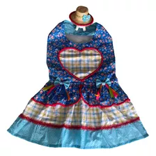 Vestido E Colete Caipira Festa Junina Pet Cães Porte Grandes