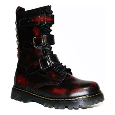 Botas Piel Gotica Rock Hebillas 13 Ojillos Metaleras