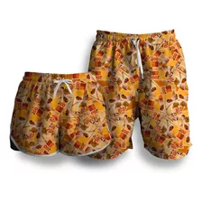 Short Casal Zeca Pagodinho Estampa 3d Full Print Moda Praia