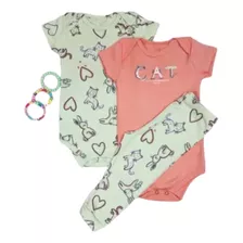 Roupa Bebê 2 Body E Calça Mijão Kiko Baby Coelha Gatinho