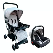 Cochecito De Paseo Mega Baby Copahue Travel System Grey Con Chasis Color Plateado