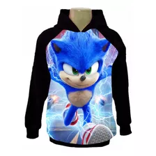 Blusa Moletom Infantil Sonic Jogo Game Filme Casaco Md01