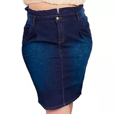 Saia Jeans Plus Size Moda Evangelica Com Lycra