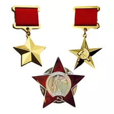 X3 Medalla Unión Soviética Estrella De Oro Y Roja Urss Ww2