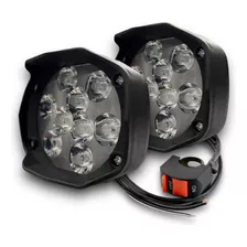 Kit X2 Faros Led Auxiliar Luz Blanca 12v + Tecla Moto A-vip