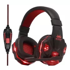 Fone Headset Gamer Com Luz Led Kp-397 Vermelho Knup