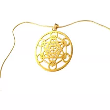 Colar Meditação Merkaba Cubo De Metatron Prateado/dourado