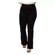 Calça Feminina Sarja Boot Cut Plus Size Preta Sawary