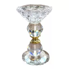 Castiçal Vela Cristal Porta Velas Enfeite Vidro N2 2em1