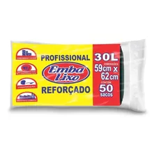 Saco De Lixo 30l Reforçado Embalixo - 50 Unidades Cor Preto