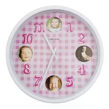 Reloj Bebé Mural Con Portaretrato Personalizable 