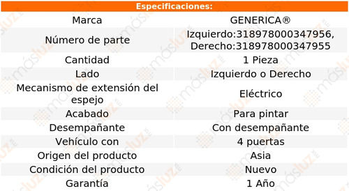 1_ Espejo Elect C/desemp Santa Fe 2015/2018 Generica Foto 2