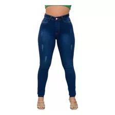 Calça Jeans Feminina Básica Cintura Alta Lavagem Escura